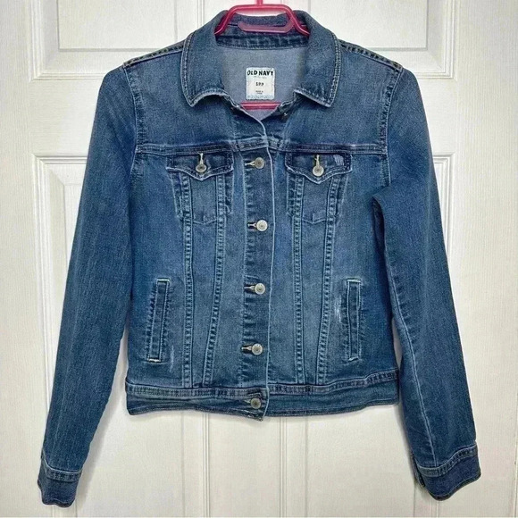 Old Navy Jean Jacket Distressed Size Small - Picture 1 of 16